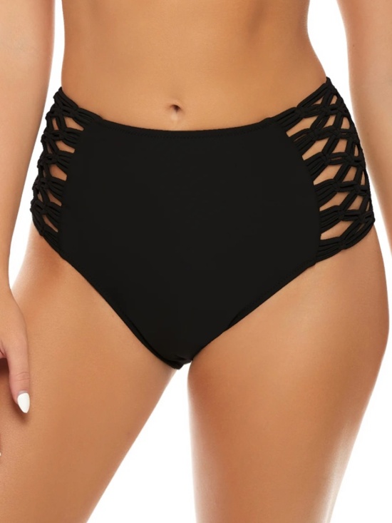 H2OH Colours Other - H2OH Colours Mykonos Macramé High Waist Bottom – Black – Size Large